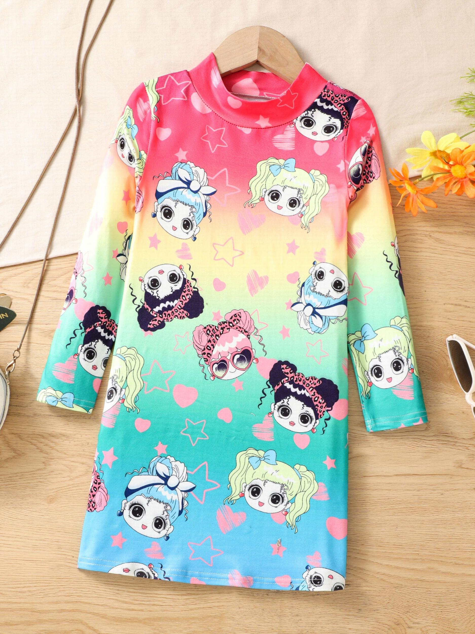 Young Girl Ombre Mock Neck Tee Dress
