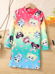 Young Girl Ombre Mock Neck Tee Dress