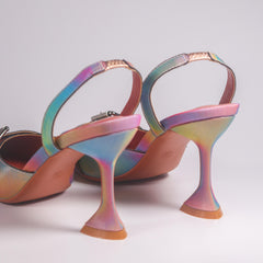 Women's Pointed Toe Slip On Heel Sandals Buckle Strap Pumps