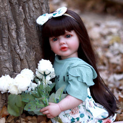 22 Inch Lifelike Reborn Doll Soft Silicone Body Long Hair Princess Gift
