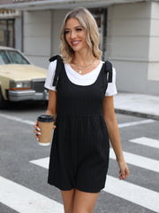 Solid Wide Leg Romper Scoop Neck Sleeveless