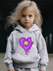 Donut Heart Pattern 2pcs Activewear Sets Girls Sports Outfits