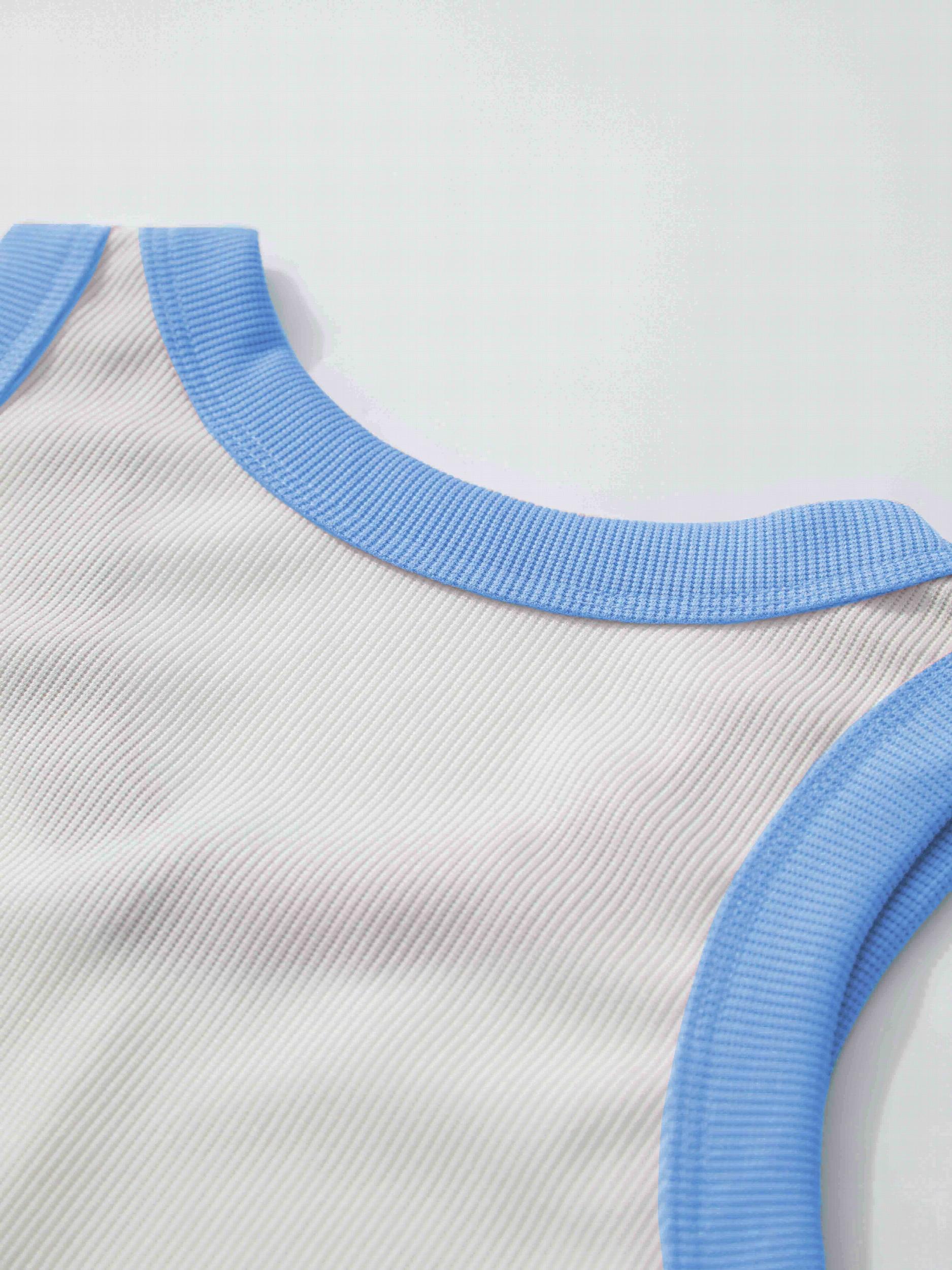 Women's Sports Tank Top Contrast Binding Casual Sleeveless Top