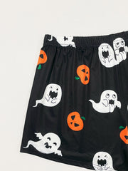 Plus Size Halloween Pajama Set Women's Plus Short Sleeve Tee & Shorts Lounge Set