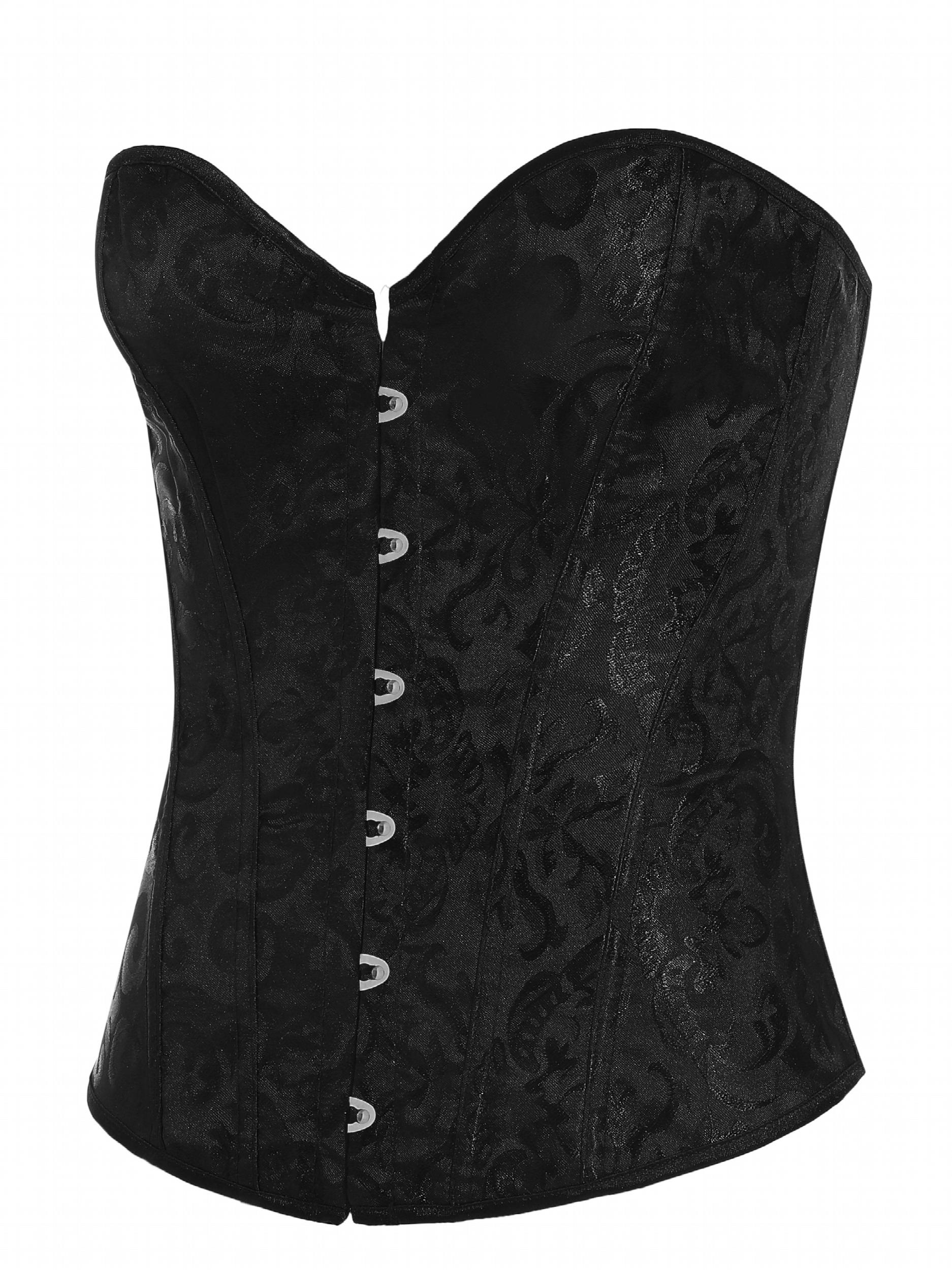 Jacquard Strapless Corset Bustier Lace Up Slimmer Body Shaper