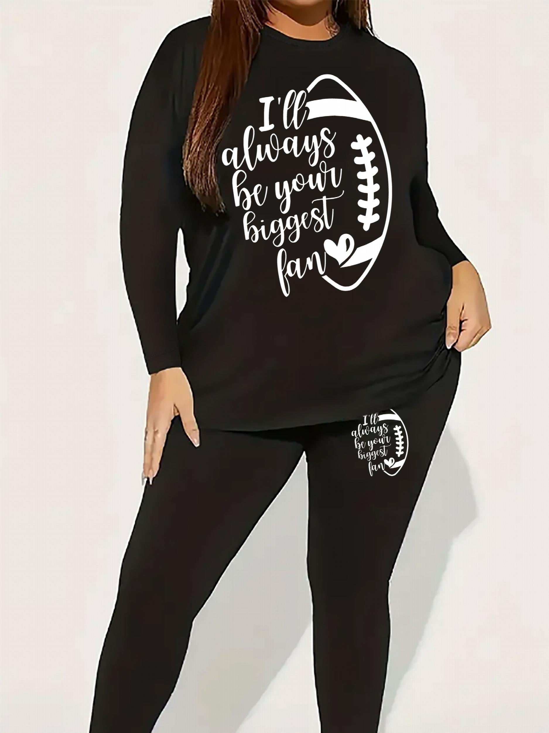 Rugby & Slogan Print Long Sleeve Top & Leggings Set