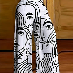 Women's Plus Abstract Figure Print Wide Leg Trousers