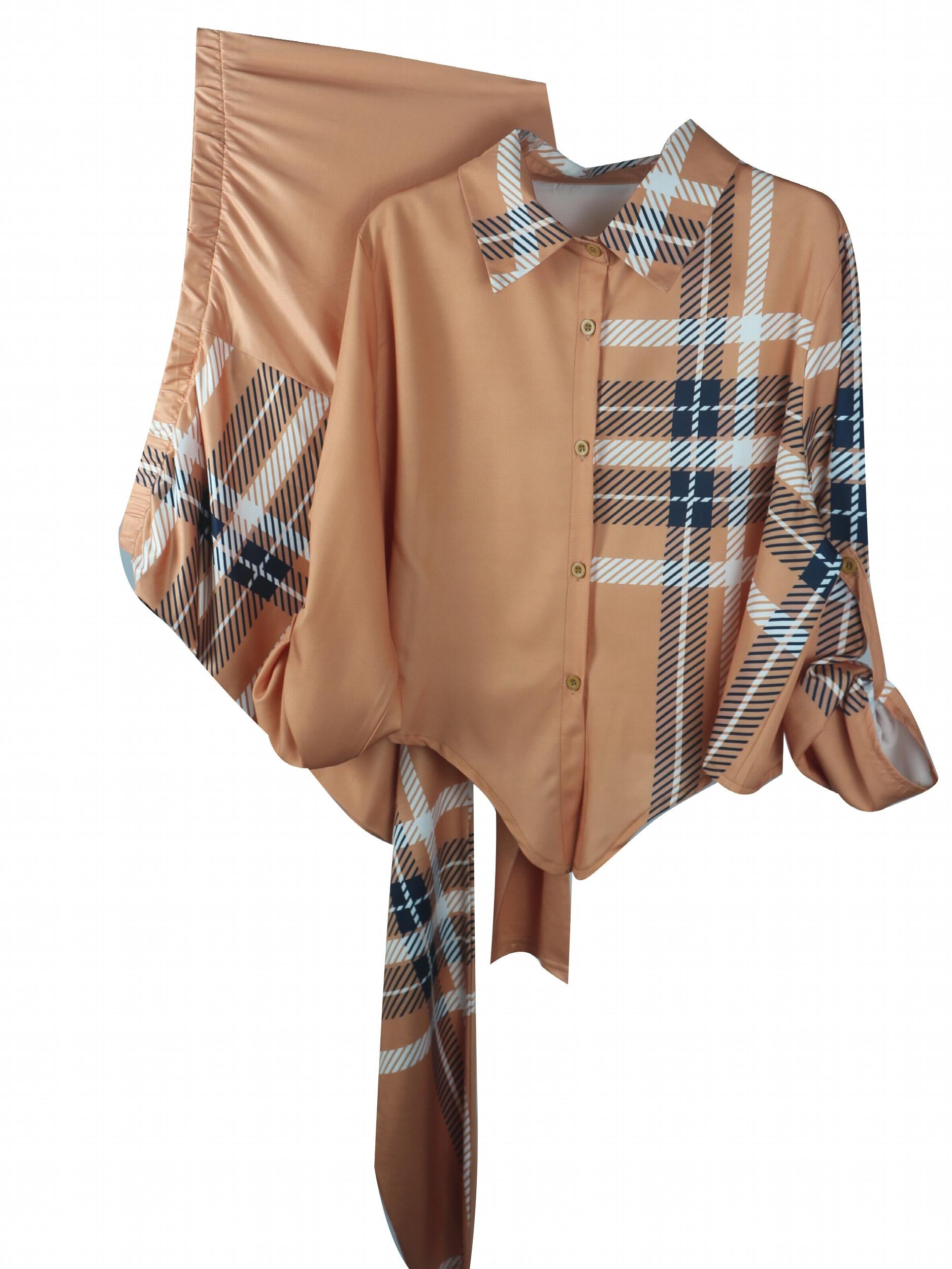 Women's Plus Colorblock Plaid 2PC Set