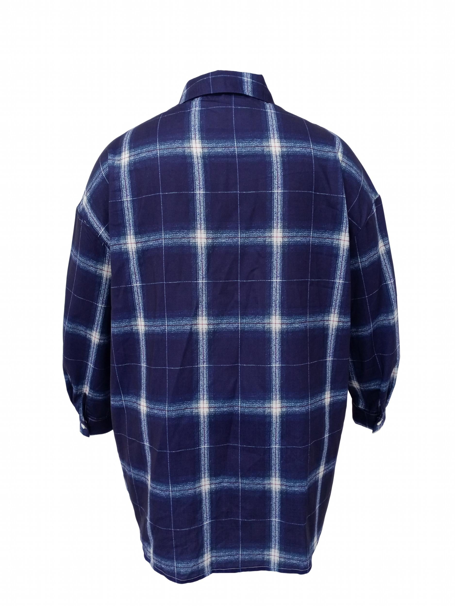 Plaid Print Button Up Long Sleeve Blouse
