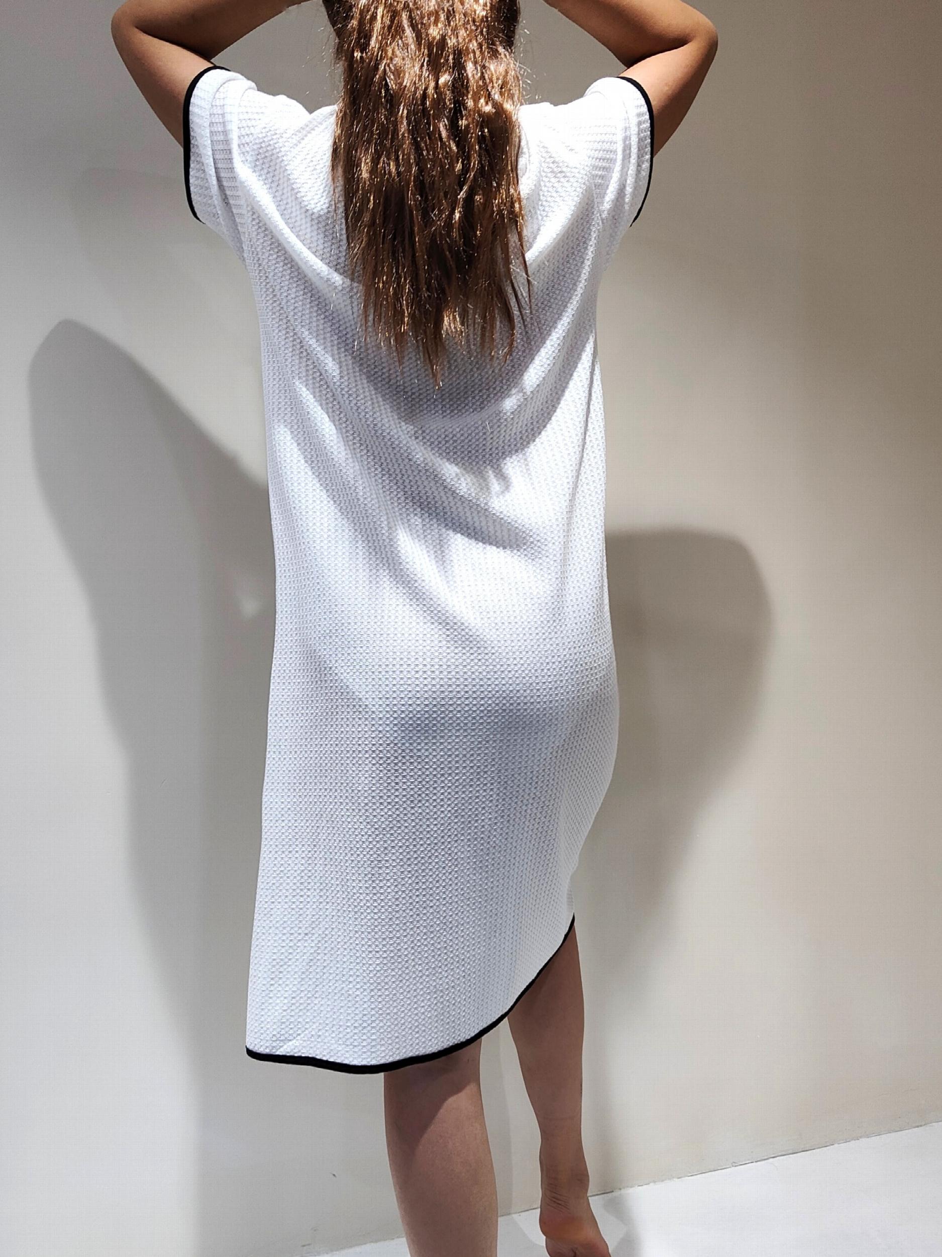 Short Sleeve V Neck Buttons Pajama Dress Women's Sleepwear