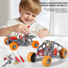 2-in-1 Assembled Cars Set with Spring Loaded Escape Truck & Beach Car