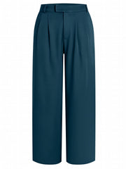 High Waist Pleated Tailored Pants Long Length Work Office Pants