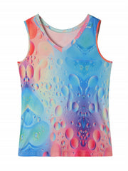 Colorful Bubble Print V Neck Plus Size Tank Top