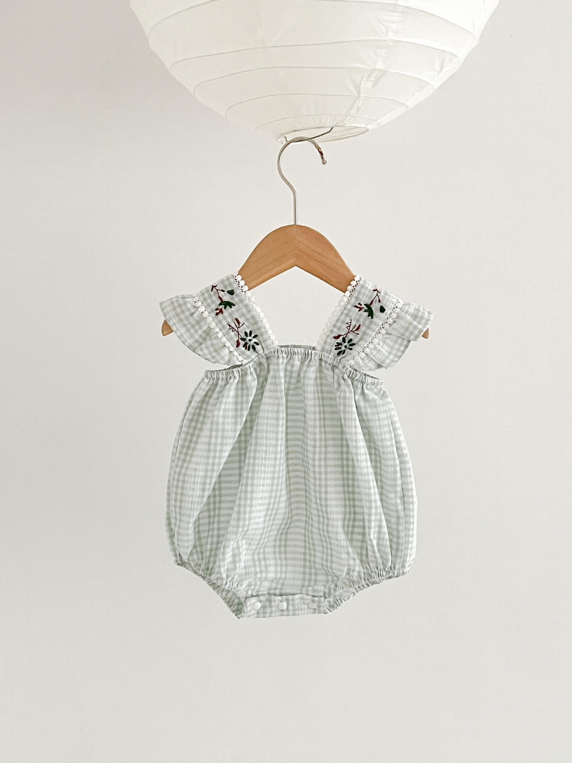 Plaid Sleeveless Onesie for Baby Girls