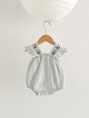 Plaid Sleeveless Onesie for Baby Girls
