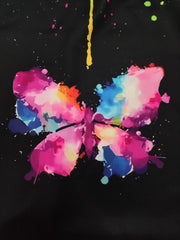 Sexy Dress Splash Painting & Butterfly Print V Neck A line Dress