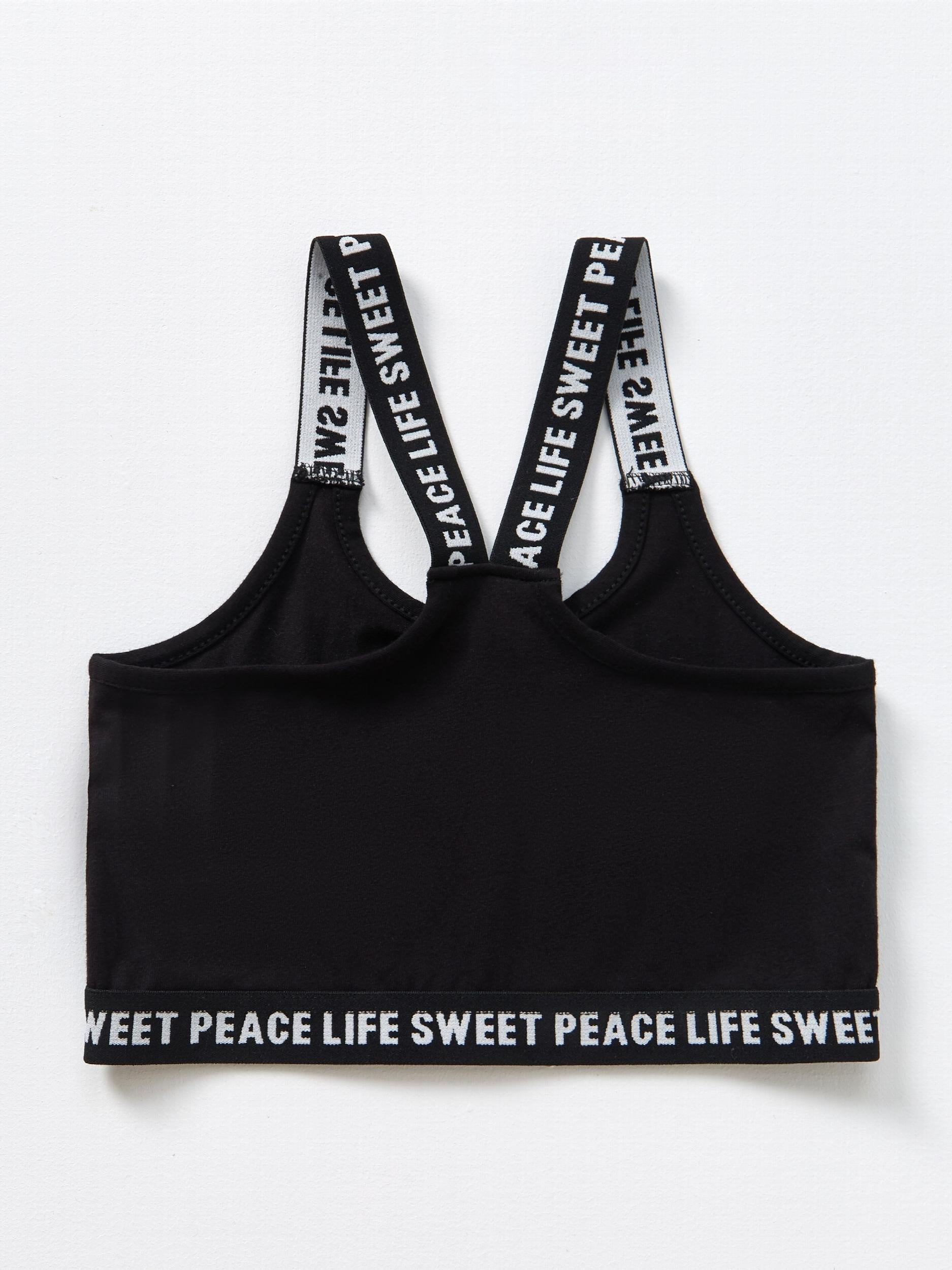 Girls Training Bra Stretchy Alphabets Sports Bralette Sleeveless Crops