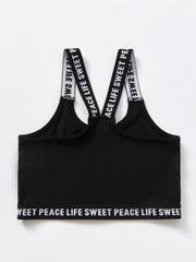 Girls Training Bra Stretchy Alphabets Sports Bralette Sleeveless Crops