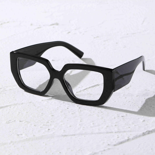 Cat Eye Clear Lens Glasses Wide Temple Anti Light Eyewear