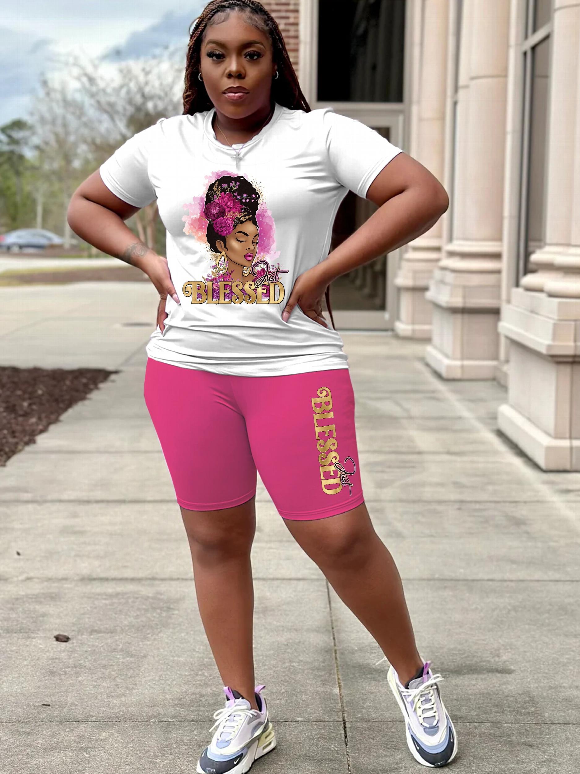 Cartoon Print Tee & Shorts Set