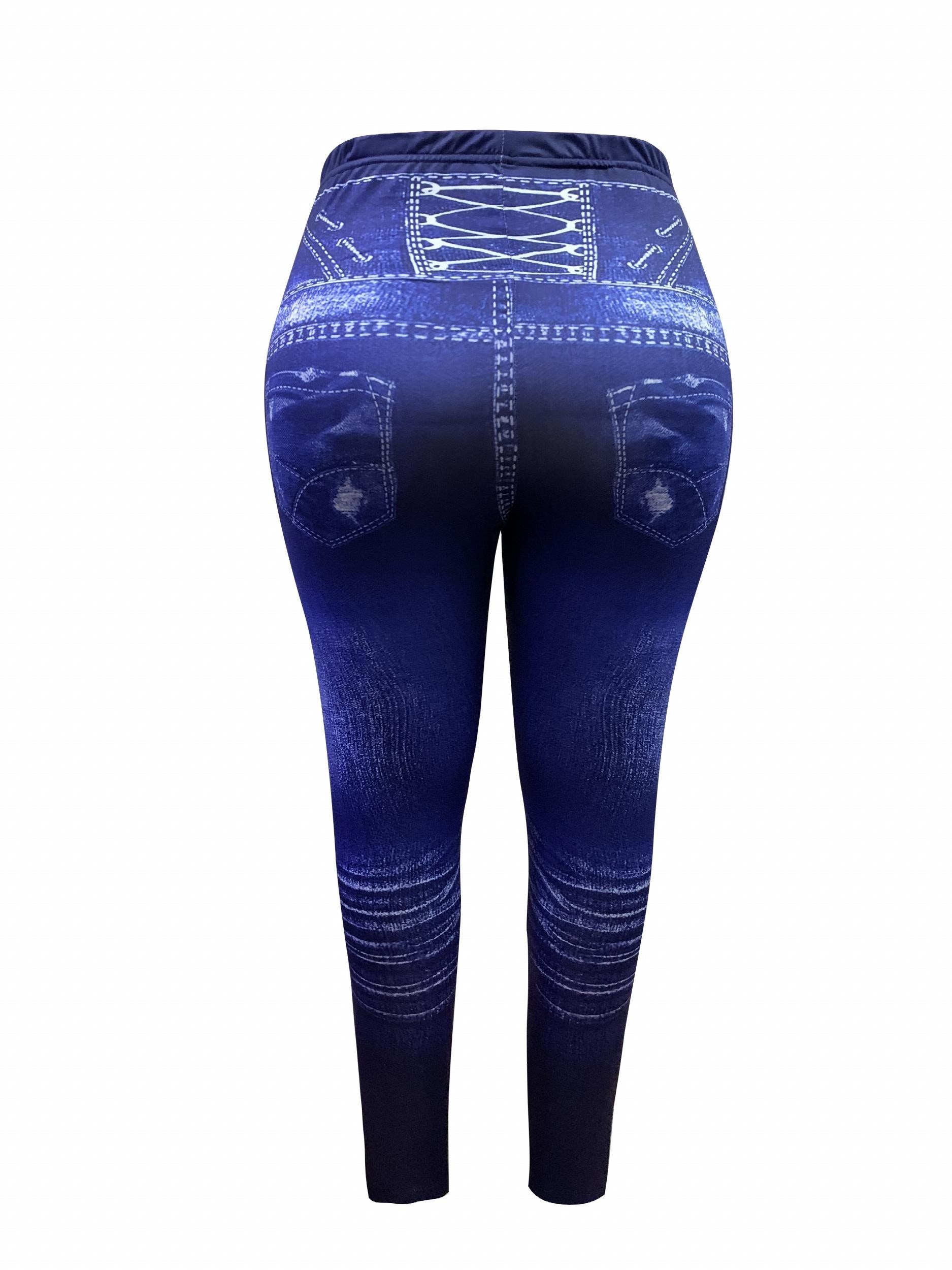 Denim Print High Rise Leggings