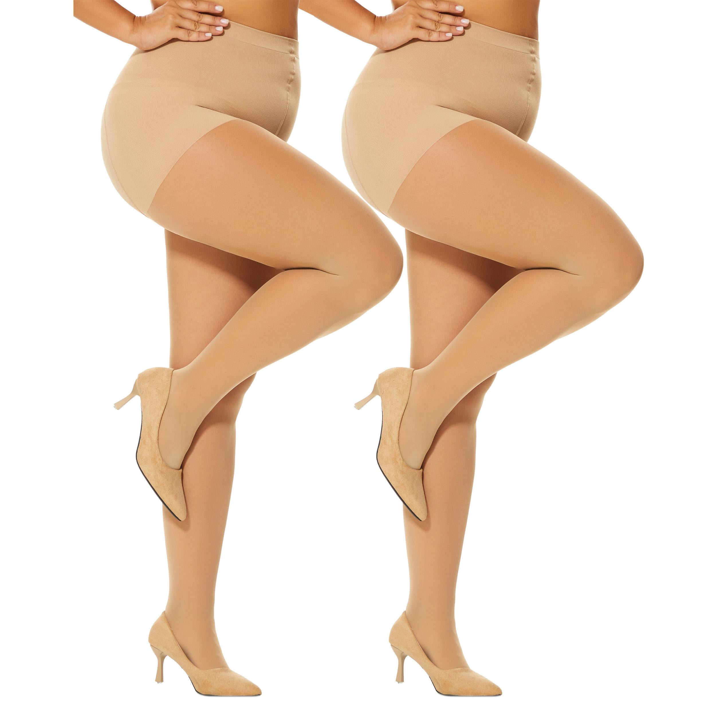 2 Pairs Plus Size Colorblock Sheer Pantyhose Set