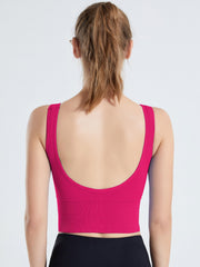 Seamless U Back Sports Bra with Push Up Support - Elastic Activewear Crop Top