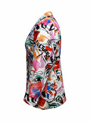 Graffiti Print Long Sleeve Button Blazer