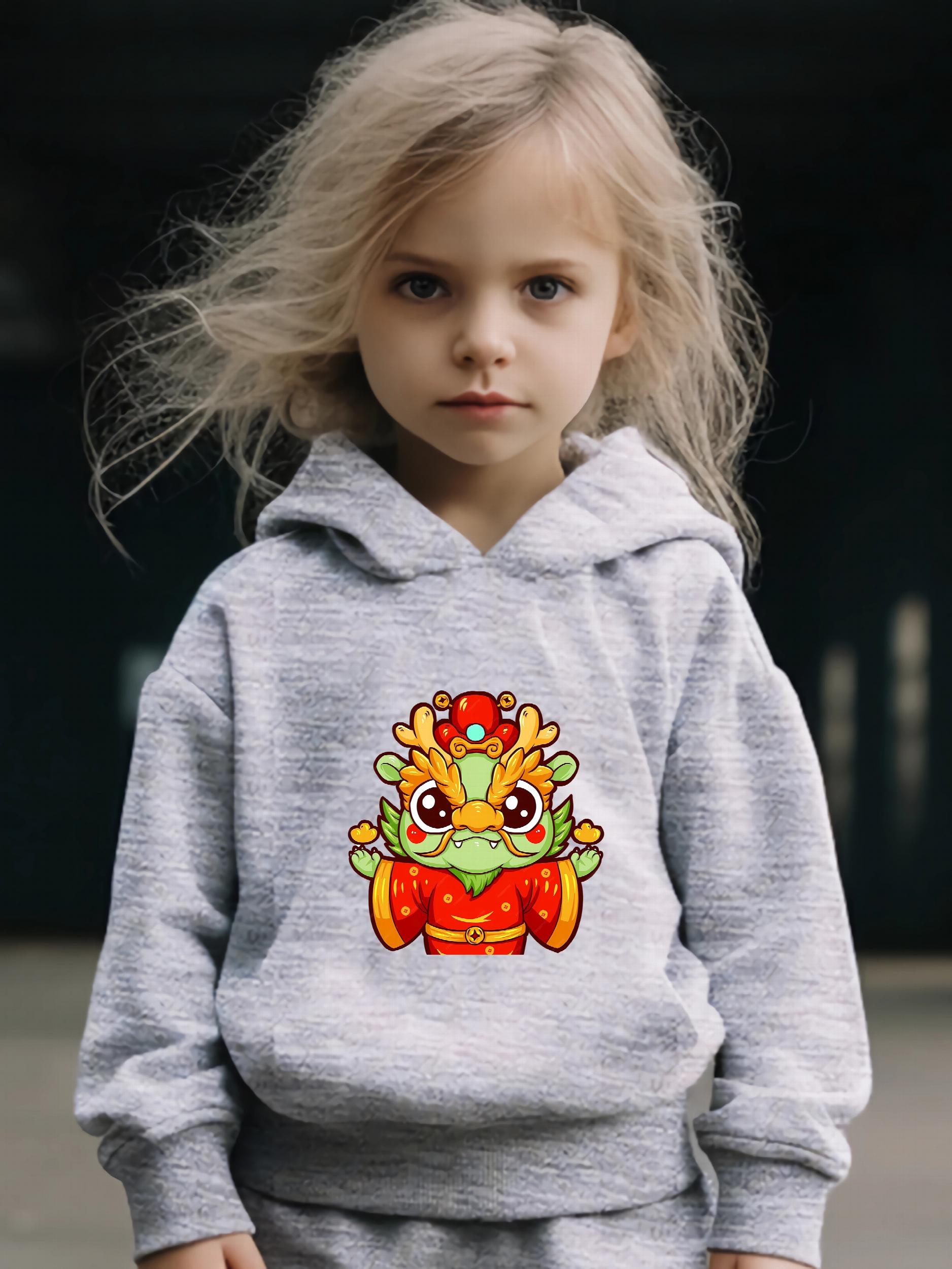 Dragon Print 2pcs Girls Outfits For Sports Spring Fall Outdoor
