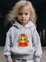 Dragon Print 2pcs Girls Outfits For Sports Spring Fall Outdoor