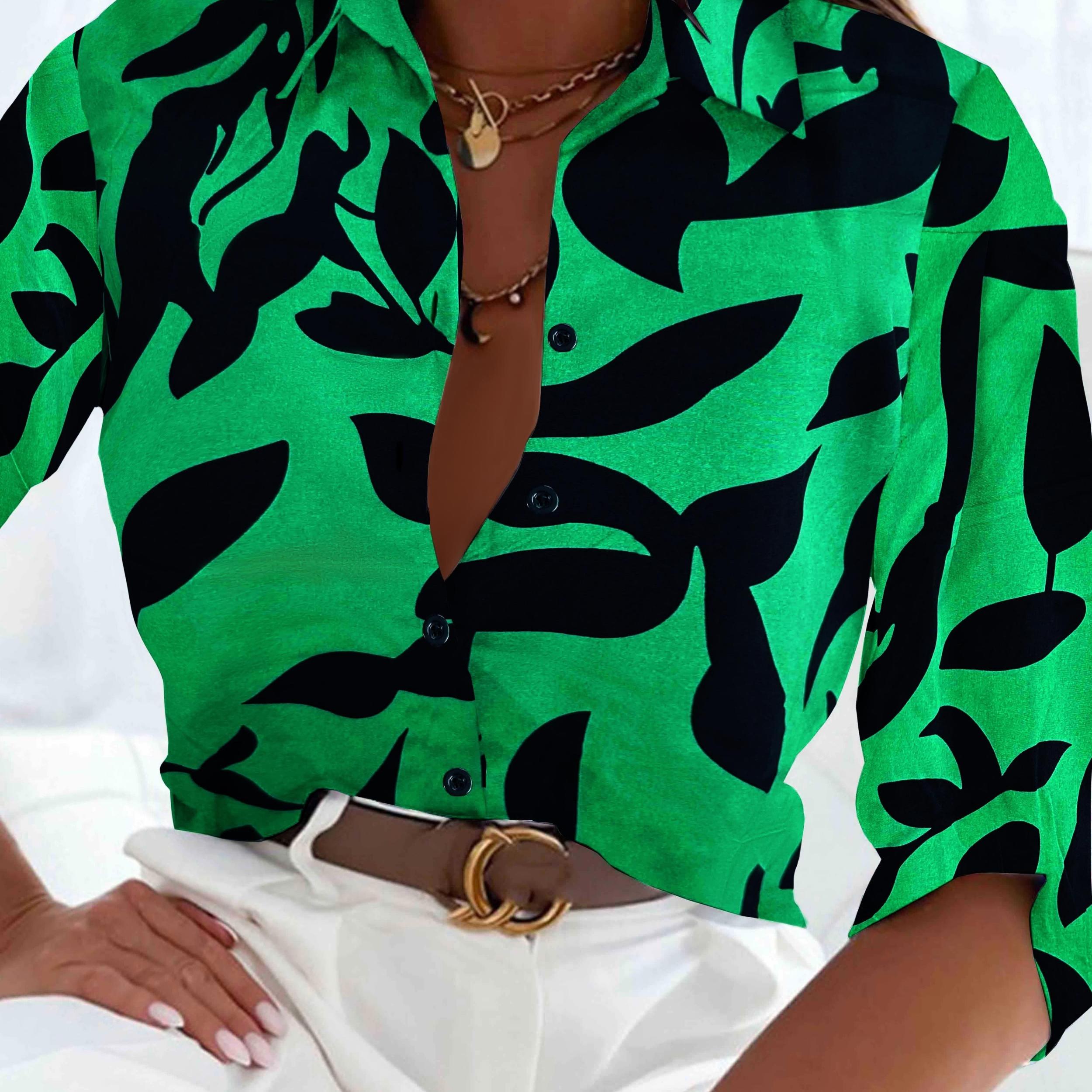 Floral Print Long Sleeve Button-Up Blouse