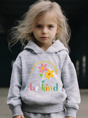 BE KIND & Flower Pattern 2pcs Activewear Sets - Girls Comfy Sports Outfits
