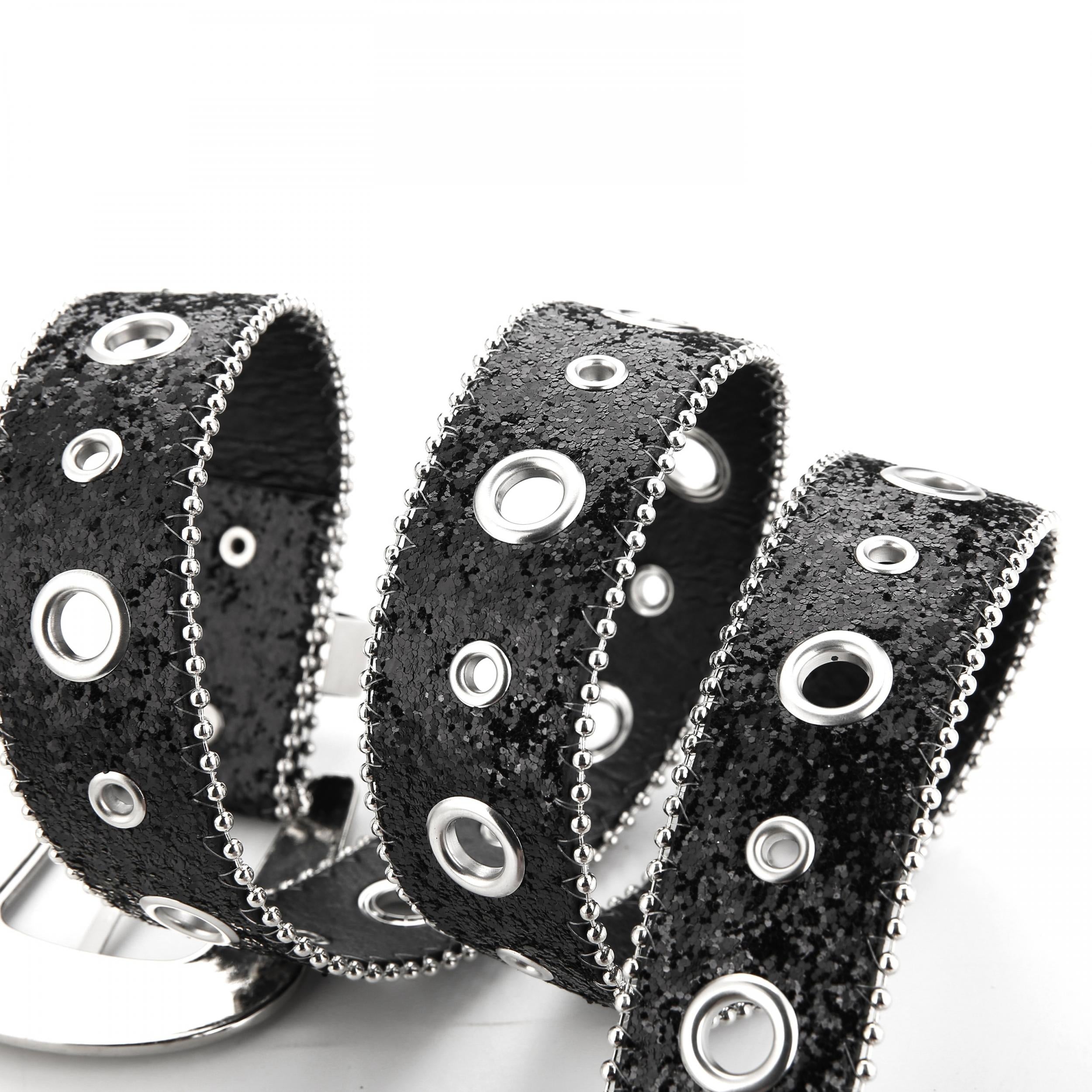 Y2K PU Belt Hollow Out Big Eyelet Rhinestone Belt