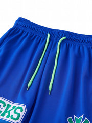 Letter Print Boys Active Shorts Quick-dry Drawstring Sports Shorts