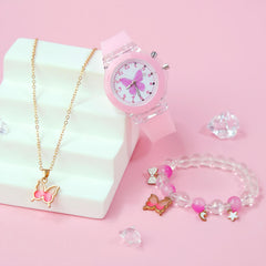 3pcs Girls' Quartz Watch Bracelet Set and Sweet Style from Europe and America
