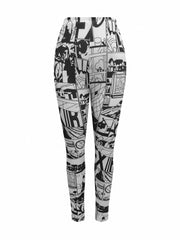 Graffiti Print Skinny Leggings Stretchy Casual Leggings Women's Clothing