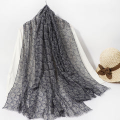 Paisley Print Scarf Thin Gauze Shawl Tassel Head Wrap Vintage Turban