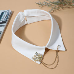 Rhinestone Crown Chain Detachable Shirt False Collar