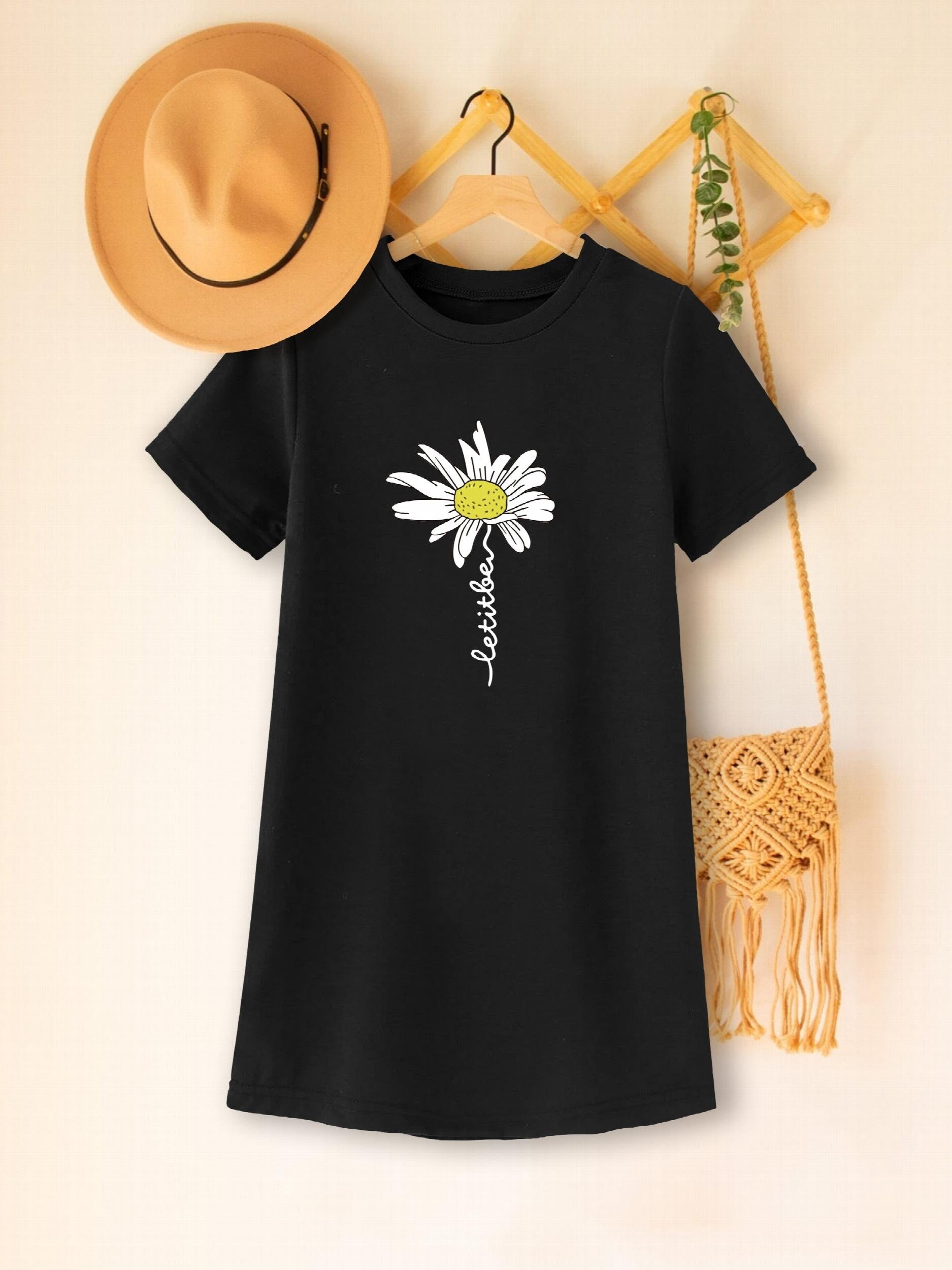 Toddler Girls Daisy Graphic T-Shirt Dress Kids Summer Clothes