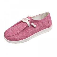 Women's Lace Up Flat Loafers Lightweight Anti-skid Canvas Shoes