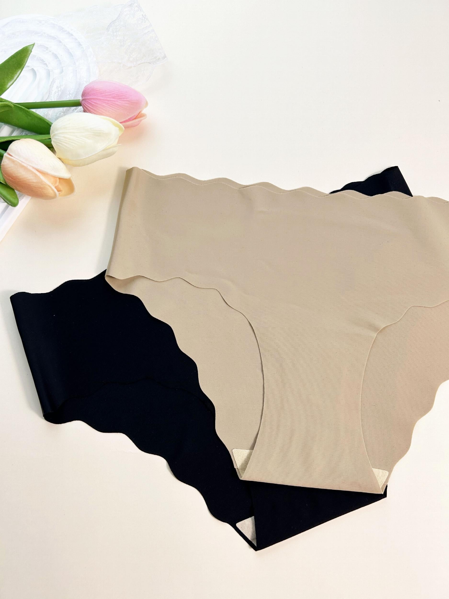 6pcs Scallop Trim Seamless Briefs Intimates Panties