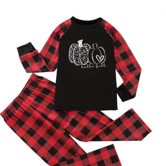 Pumpkin & Plaid Print Tee & Pants Lounge Set