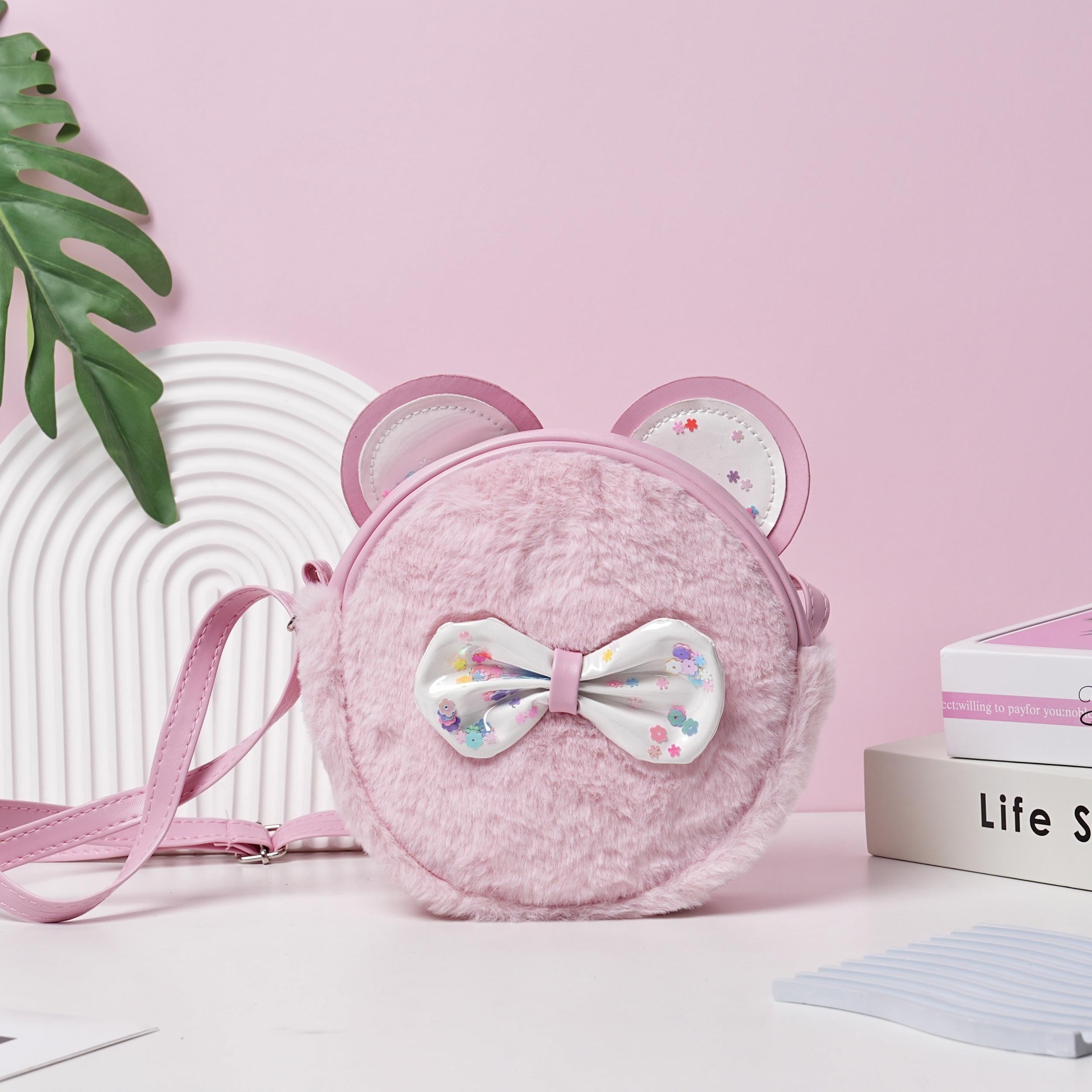 Cartoon Cat Plush Crossbody Bag for Girls