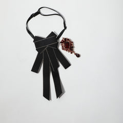 Red Crystal Decor Bow Tie Baroque Bowknot Necktie For Women