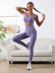 2pcs Workout Set Crop Tank Sports Bra & Butt Lifting Leggings Activewear