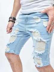 Men's Ripped Denim Shorts Casual Street Style Distressed Denim Summer Shorts