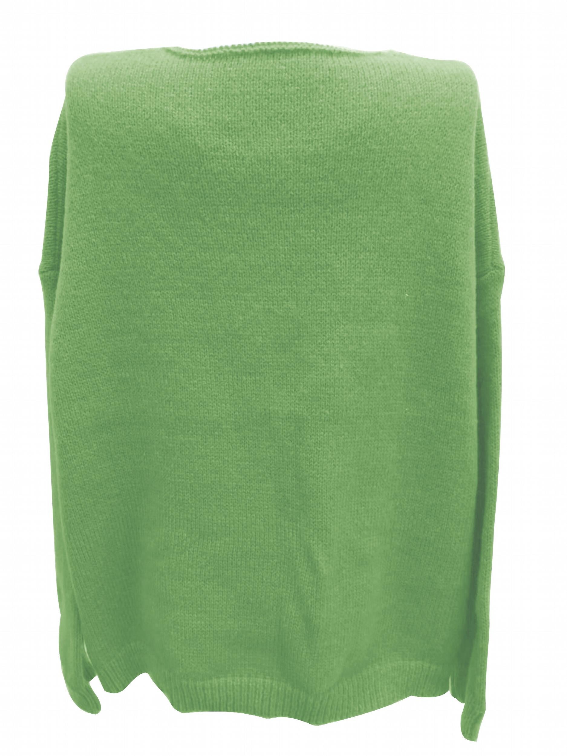 Solid V Neck Sweater Long Sleeve Loose Fit Pullover