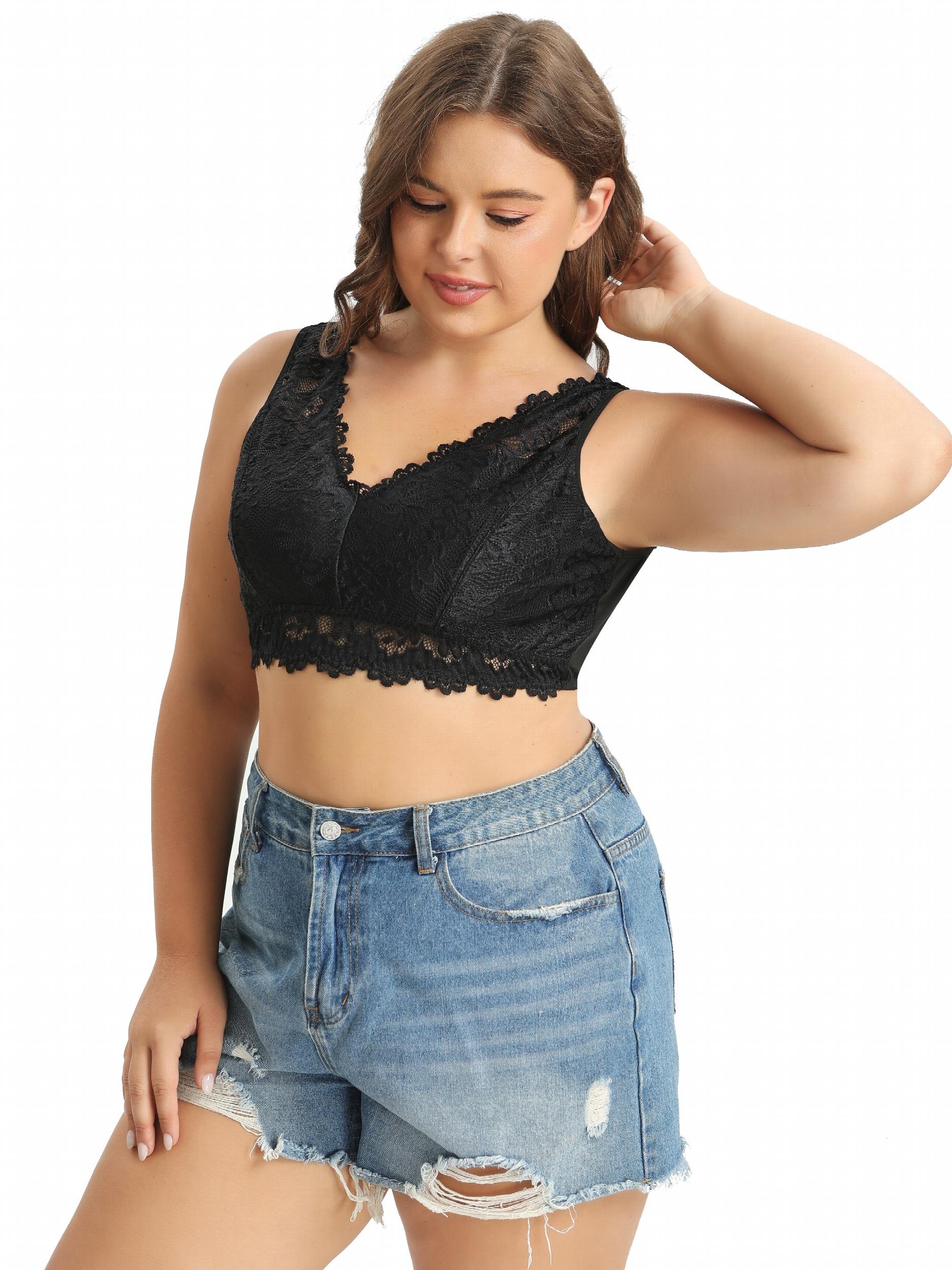 Floral Lace Wide Strap Hook & Eye Bralette