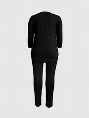 Plus Size Women's Casual 2 Piece Set Long Sleeve V Neck Top & Leggings