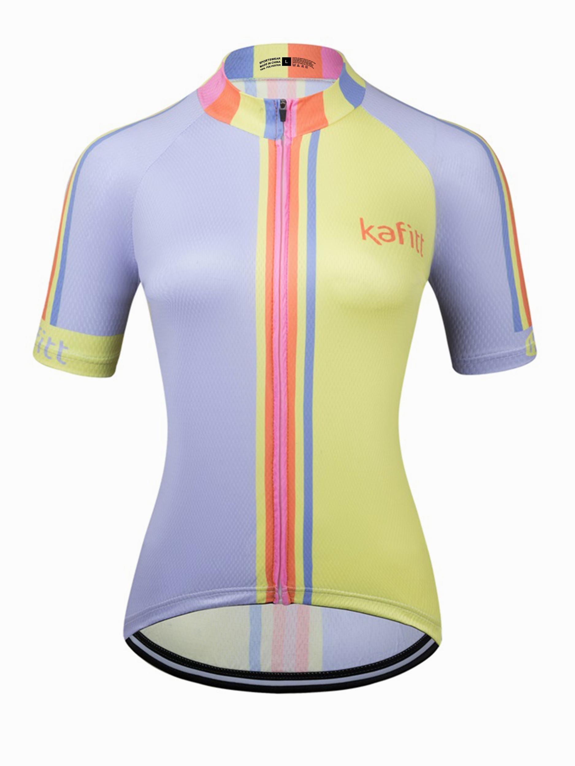 Women's Stylish Block Mountain Bike Jersey with Mock Neck Zipper